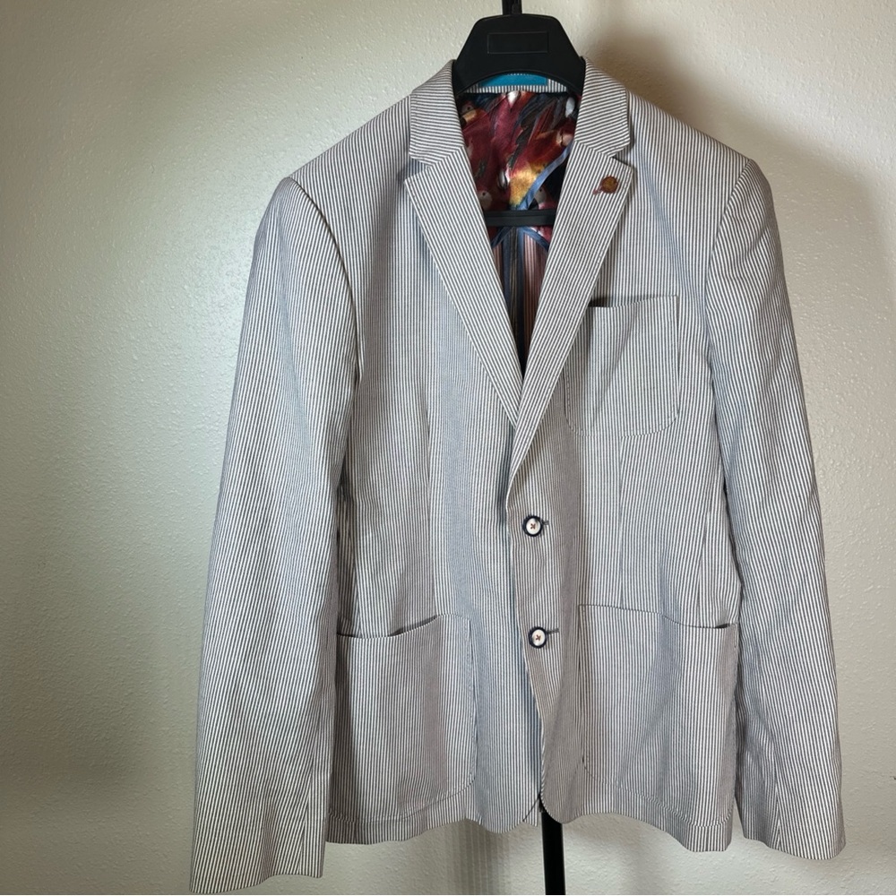 Ted Baker London Wool Blend Gray Tweed Two Button Sport Coat size 4 = 40R